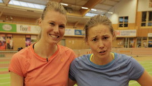 Carina tests high jump with Emma Green