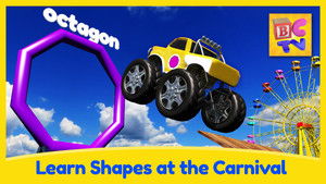 Carnival Learning Pt1 - Learn Shapes with Monster Trucks and a Carnival Game for Kids